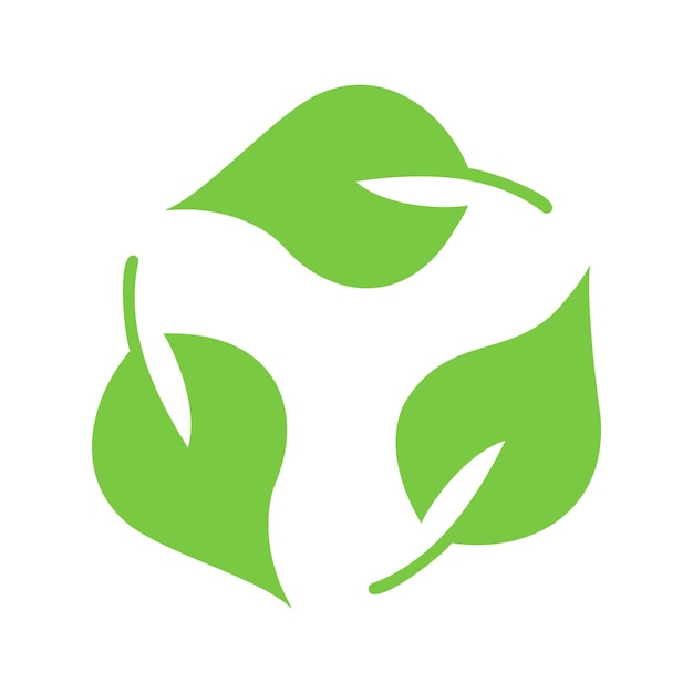 Recykling znak z liśćmi. Liść recyklingu eko zielony symbol
