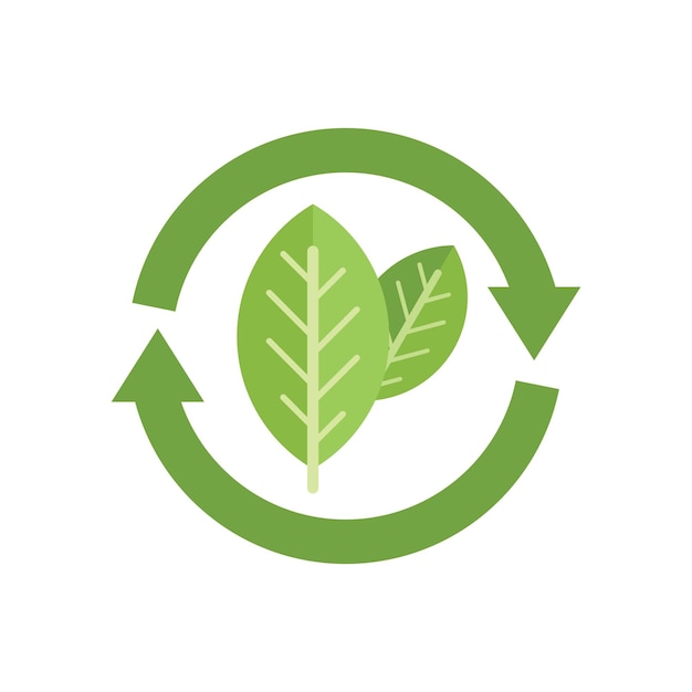 Plik wektorowy recyklingu eko liść ikona płaski wektor zapisz roślinę czysta moc na białym tle