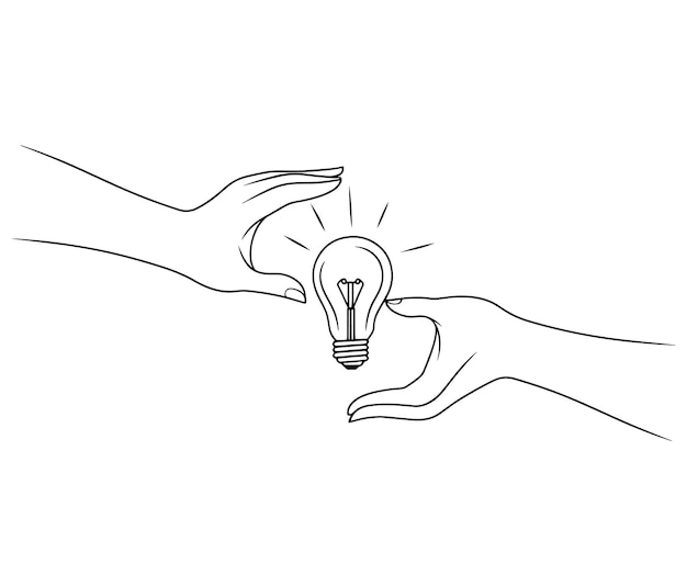 Ręczna żarówka Pomysł biznesowy Silhouette Vector Pomysł na żarówkę Żarówka i wektor ręki