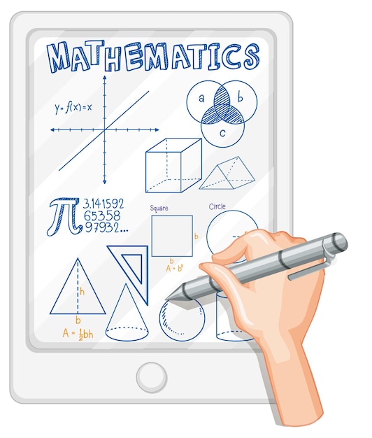 Plik wektorowy ręczne pisanie symbolu matematycznego na tablecie