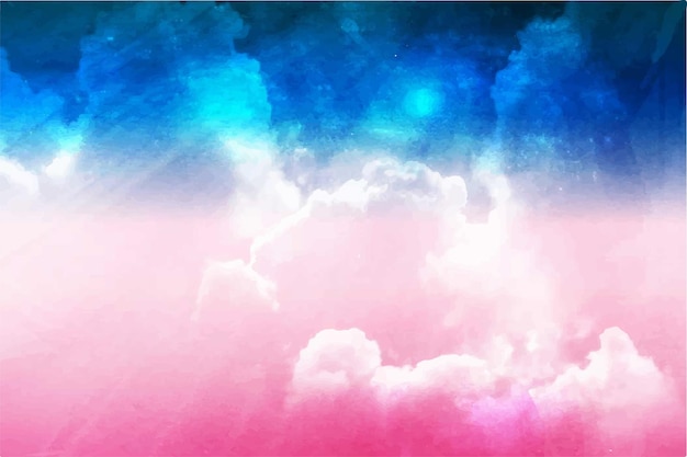 Plik wektorowy ręcznie malowane wektorowe akwarele pastelowe tło chmury niebieskie