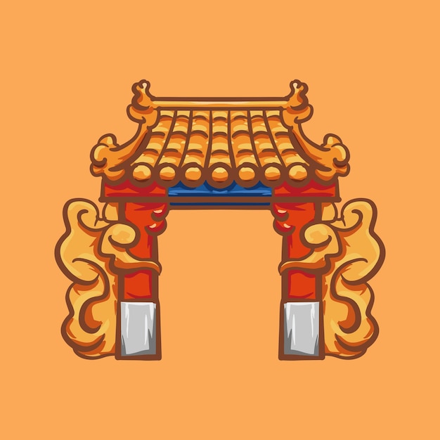Plik wektorowy ręcznie malowany chiński projekt łuku bramy;
