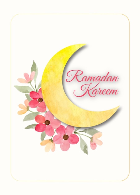 Plik wektorowy ręcznie malowany kwiat akwarela jako kartkę z życzeniami ramadan