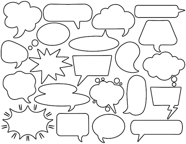 Ręcznie narysowana i dostosowywana kolekcja Doodles Bubble Speech