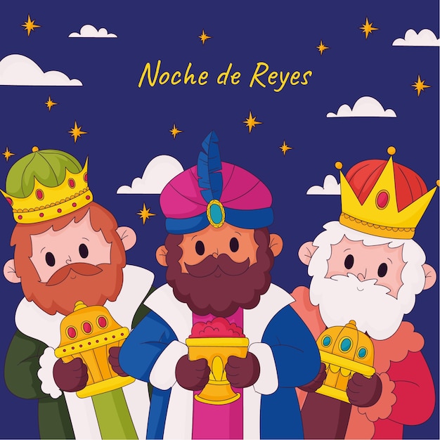 Plik wektorowy ręcznie narysowana ilustracja dla reyes magos