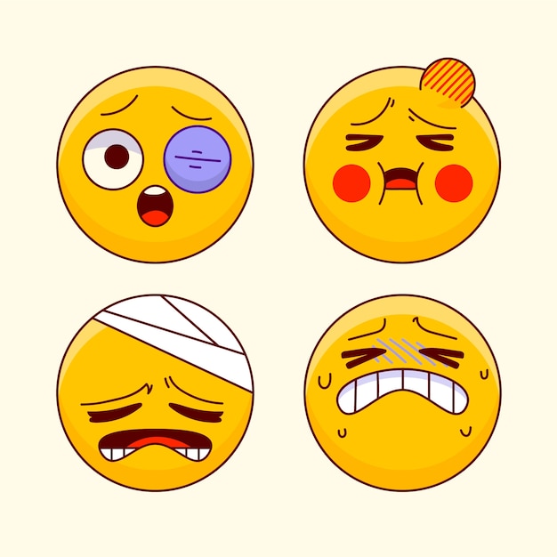 Plik wektorowy ręcznie narysowana ilustracja emoji bólu