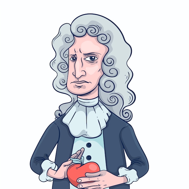 Ręcznie narysowana ilustracja Isaaca Newtona