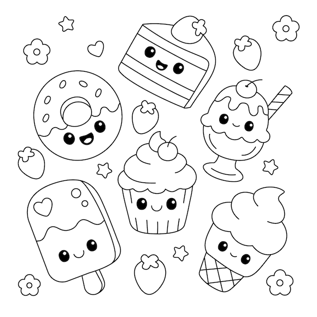 Ręcznie narysowana ilustracja kawaii