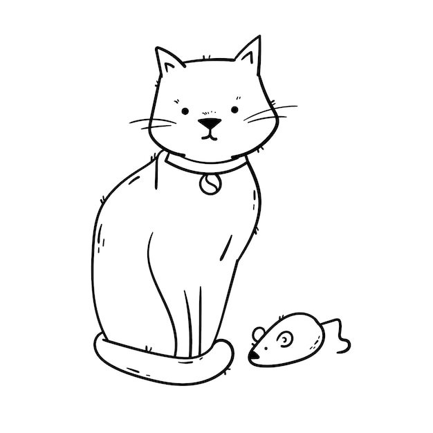Ręcznie narysowana ilustracja konturów kota