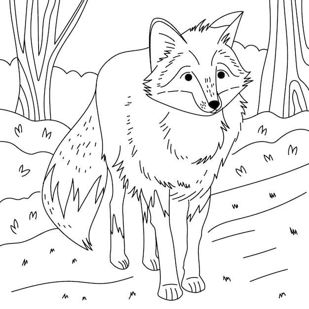 Ręcznie narysowana ilustracja konturów lisów