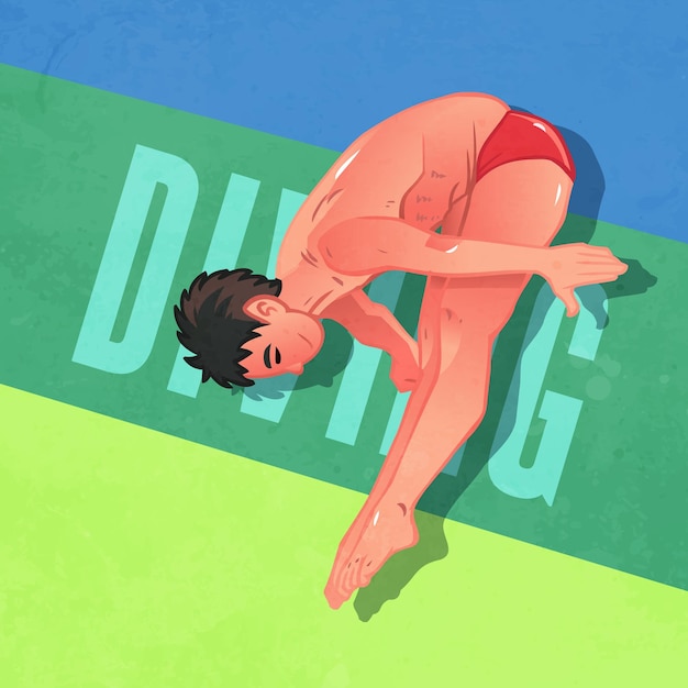 Ręcznie narysowana ilustracja kreskówki nurków
