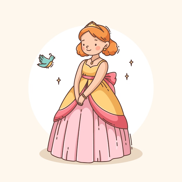 Ręcznie narysowana ilustracja księżniczki