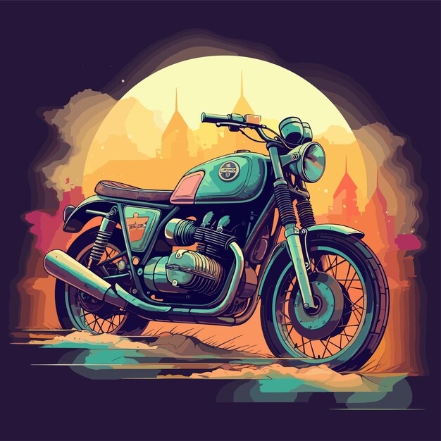 Plik wektorowy ręcznie narysowana ilustracja motocyklu vintage klasyczny motoryzacyjny retro design