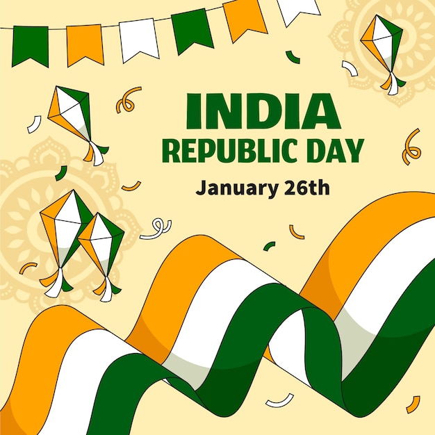 Plik wektorowy ręcznie narysowana ilustracja na obchody indyjskiego dnia republiki
