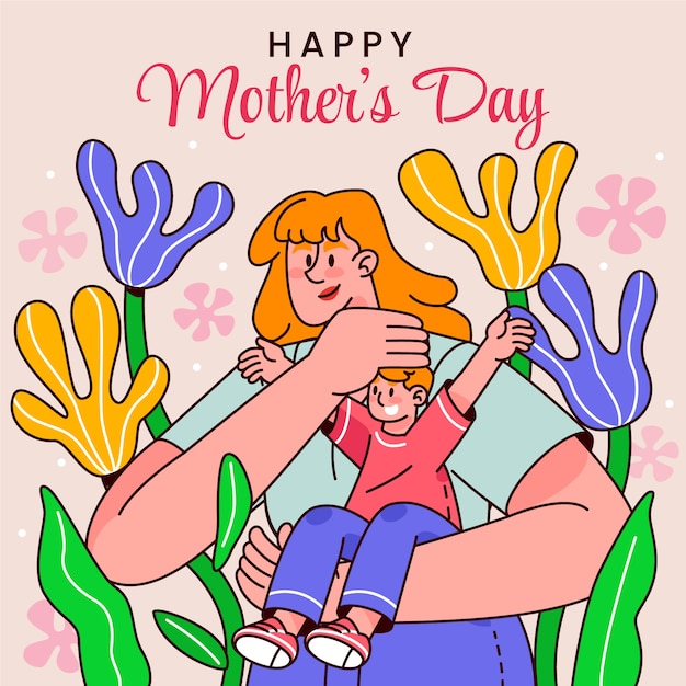 Plik wektorowy ręcznie narysowana ilustracja na świętowanie dnia matki