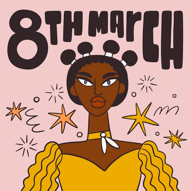 Plik wektorowy ręcznie narysowana ilustracja na świętowanie międzynarodowego dnia kobiet.