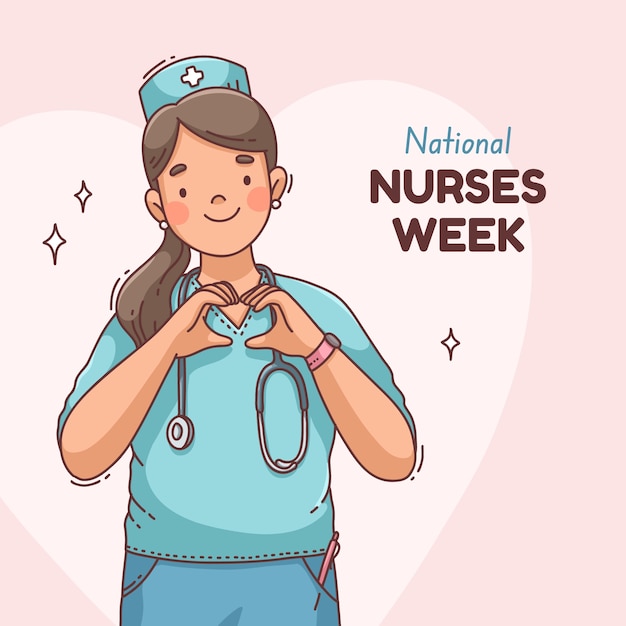 Plik wektorowy ręcznie narysowana ilustracja na świętowanie narodowego tygodnia pielęgniarek
