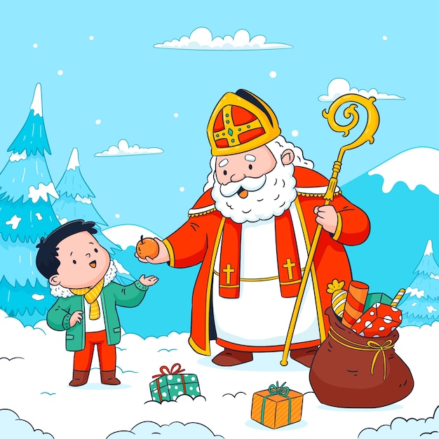 Plik wektorowy ręcznie narysowana ilustracja sinterklaasa