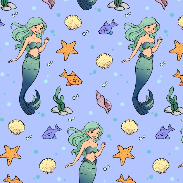 Ręcznie narysowana ilustracja syreny
