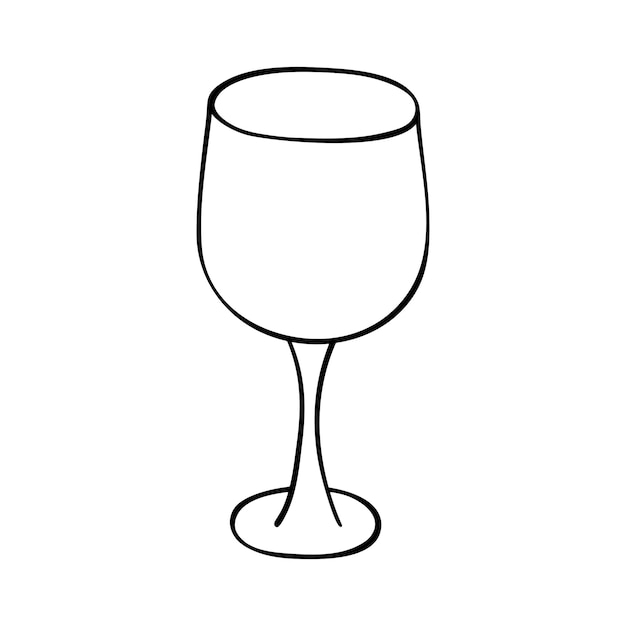 Ręcznie narysowana ilustracja szklanki do wina Klipart napoju alkoholowego w stylu doodle Jedyny element do projektowania