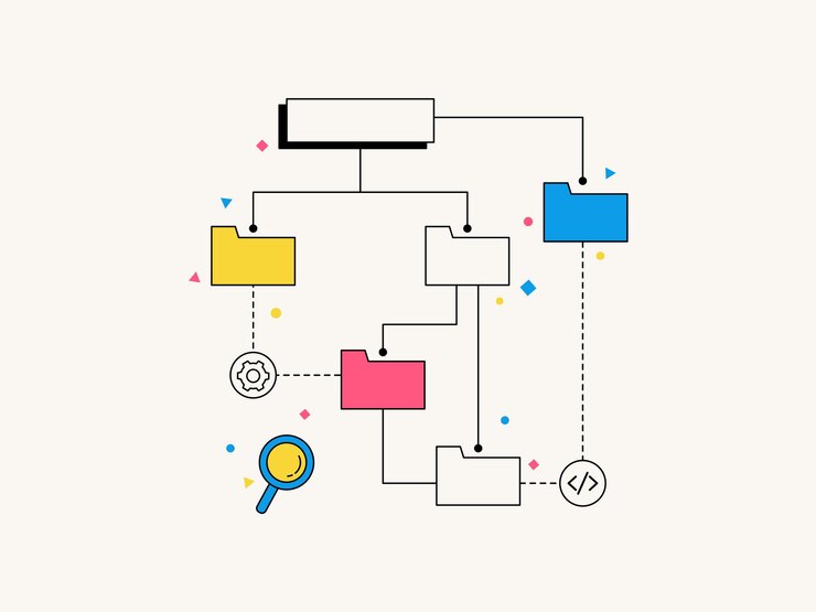 Ręcznie narysowana ilustracja wektorowa architektury informacji dla UI UX