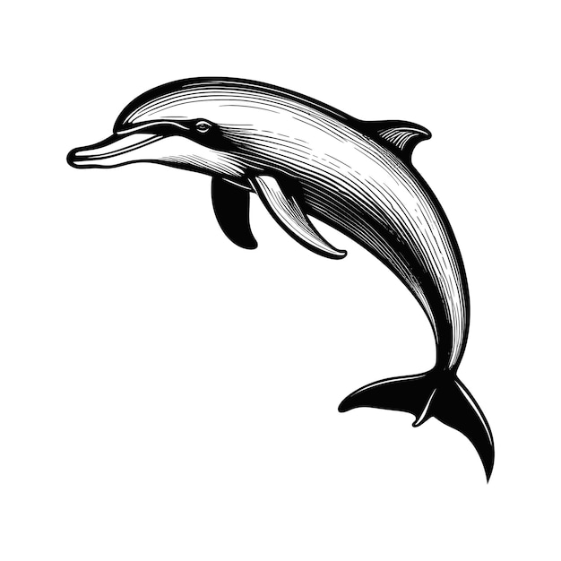 Plik wektorowy ręcznie narysowana ilustracja wektorowa delfina skakającego