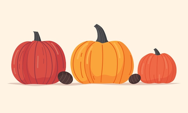 Ręcznie narysowana ilustracja wektorowa jesieni dyni