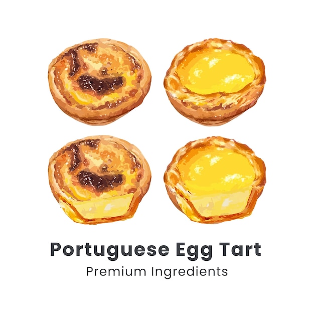 Plik wektorowy ręcznie narysowana ilustracja wektorowa portugalskiej ciastki jajowej