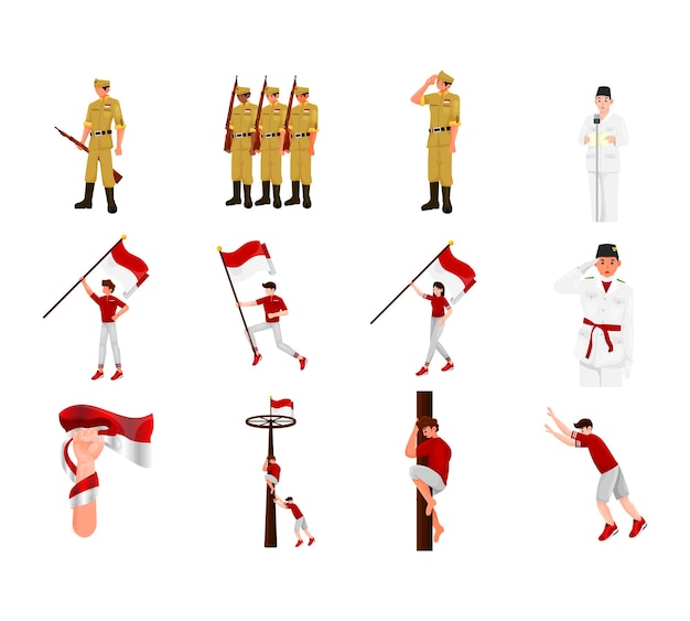 Ręcznie narysowana ilustracja z Dnia Niepodległości Indonezji