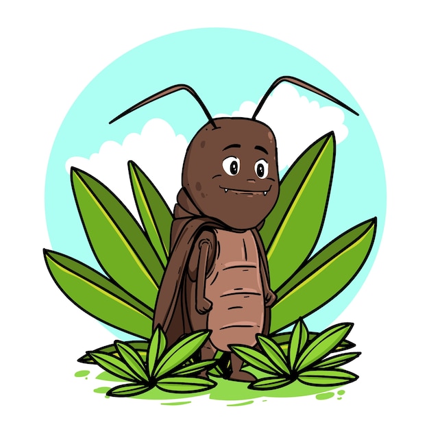 Ręcznie narysowana ilustracja z karikaturami karaluchów