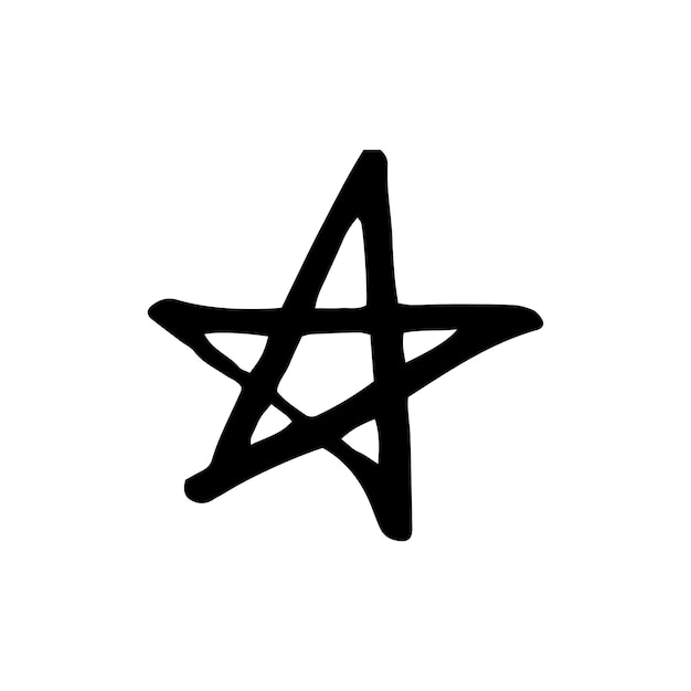 Plik wektorowy ręcznie narysowana jedna gwiazda prosta ikona stylu bazgrołów pojedyncza, nieostrożnie malowana gwiazda wektora czarny wyizolowany na białym tle