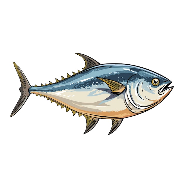 Plik wektorowy ręcznie narysowana kolorowa ilustracja ryby tuńczyka