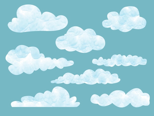 Plik wektorowy ręcznie narysowane chmury akwarelowe.