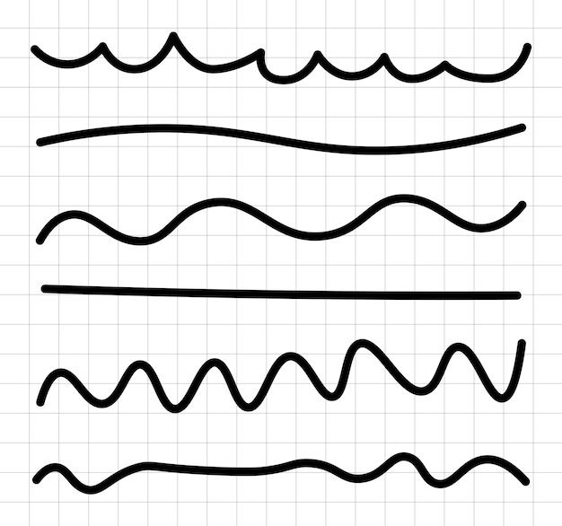 Ręcznie narysowane Doodle Wavy Lines and Borders