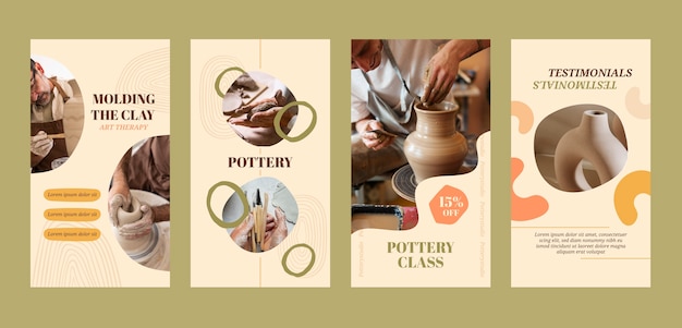 Ręcznie narysowane historie ceramiczne na Instagramie