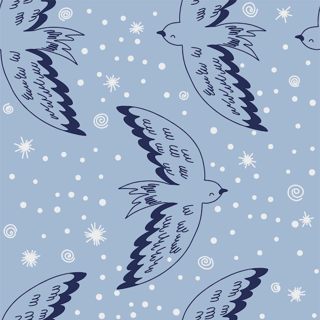 Ręcznie narysowane ptaki ozdobne w stylu etnicznym Abstrakcyjny trendy print