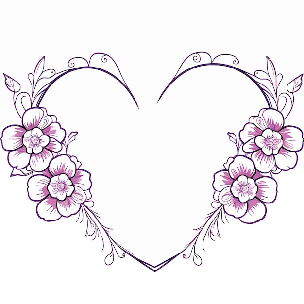 Plik wektorowy ręcznie narysowane serce z fioletową krawędzią i ramką