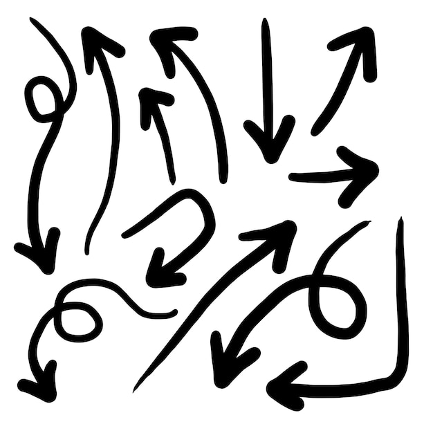 Ręcznie narysowane strzały zestawu ilustracji wektorowej elementy projektowania graficznego
