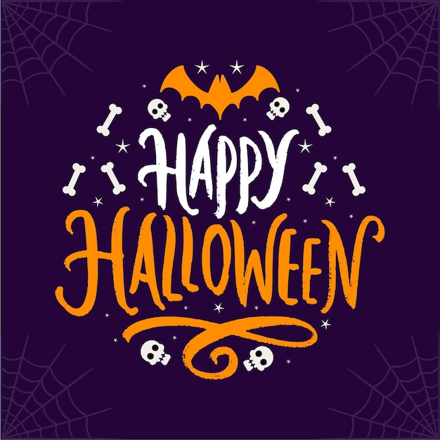 Ręcznie narysowane szczęśliwe napisy na Halloween