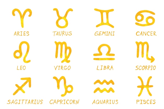 Ręcznie narysowane znaki zodiaku Ezoteryczny zestaw rysunków astrologicznych Elementy do projektowania
