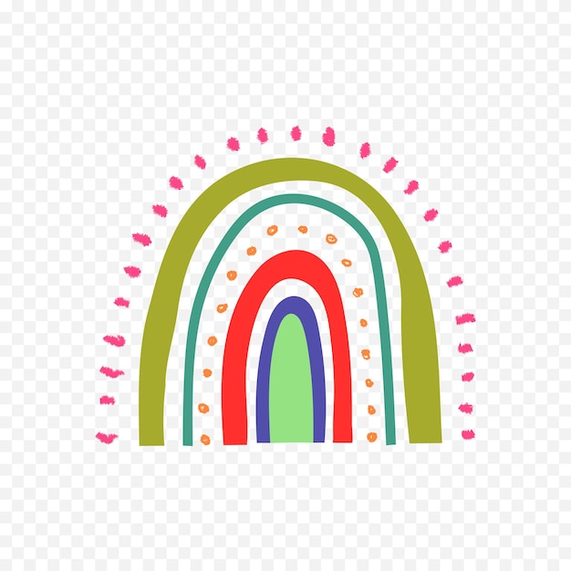 Ręcznie narysowany element tęczy Boho tęcza ręcznie narysowana ilustracja