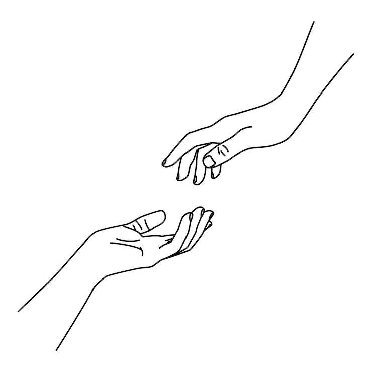 Wektor ręcznie narysowany kontur lineart ręczny rysunek trzymający i dający gest
