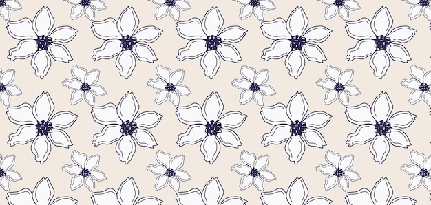 Ręcznie narysowany kwiatowy bezszwowy wzór Pastel boho w minimalistycznym tle