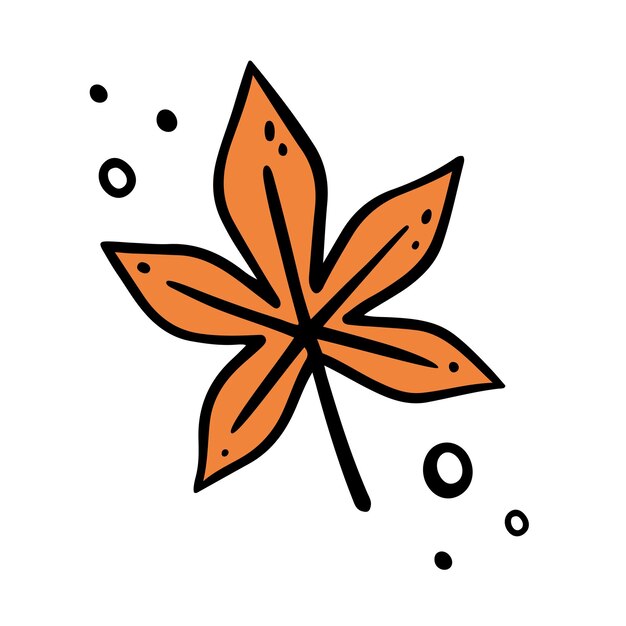 Ręcznie narysowany liść jesienny liść klonu ilustracja wektorowa w stylu Doodle