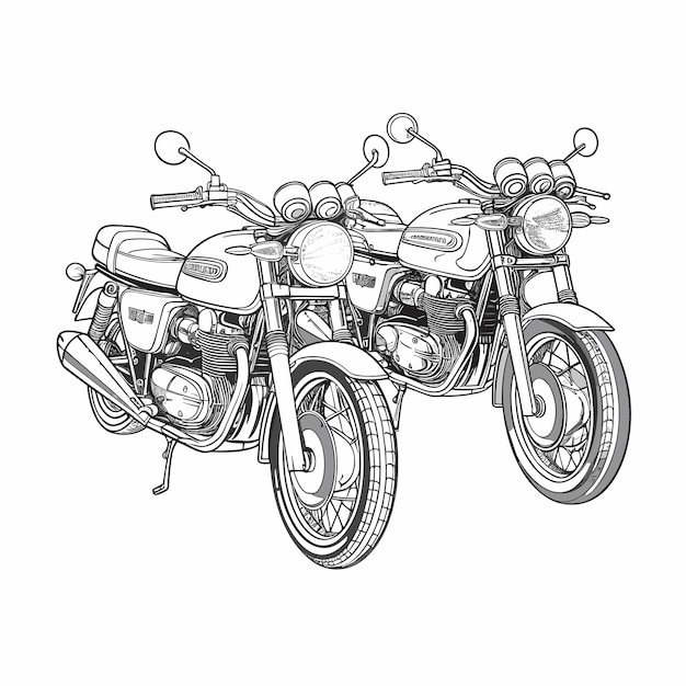 Plik wektorowy ręcznie narysowany motocykl na białym tle