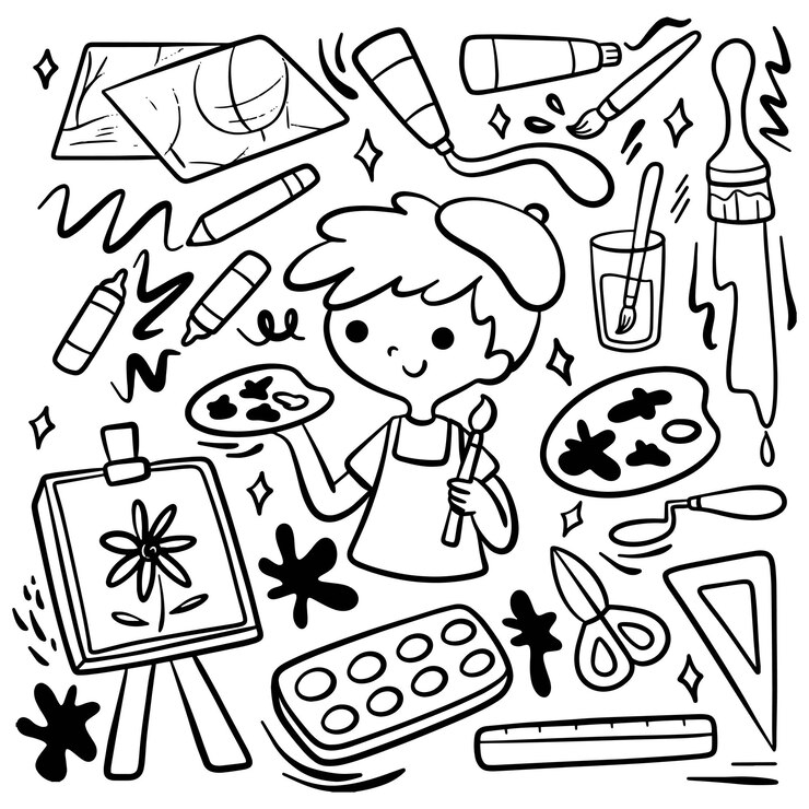 Wektor ręcznie narysowany obraz artysty doodle art