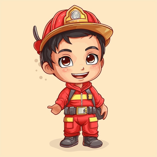 Ręcznie Narysowany Plakat Ilustracji Kreskówki Strażaka Lub Szablon Na Międzynarodowy Dzień Strażaków