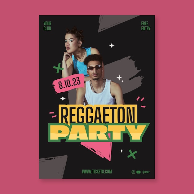 Plik wektorowy ręcznie narysowany plakat imprezy reggaeton