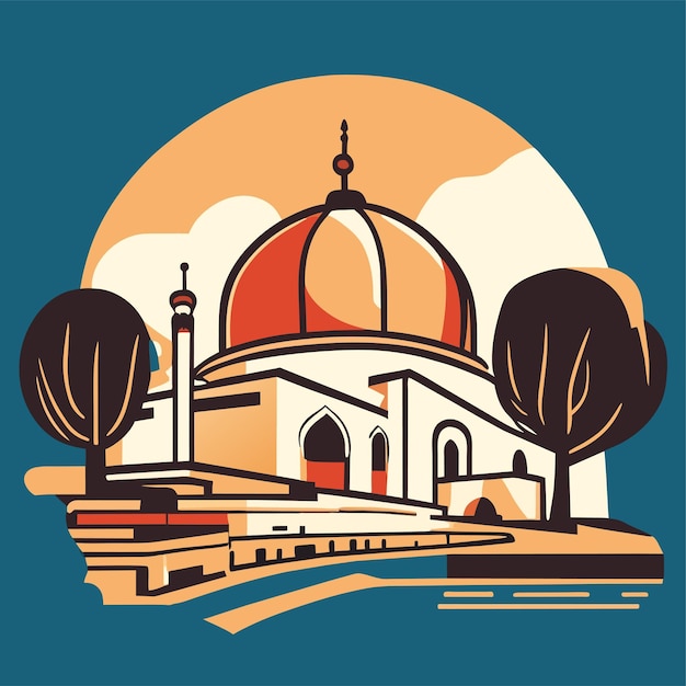 Ręcznie Narysowany Płaski Projekt Ilustracji Al Aqsa Lub Ilustracji Meczetu Al Aqsa