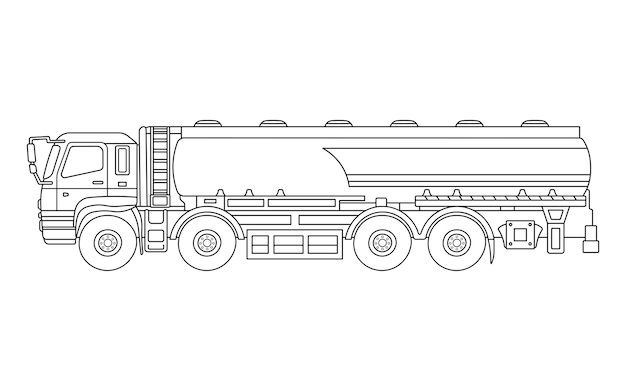 Ręcznie Narysowany Rysunek Dziecięcy Kreskówka Ilustracja Wektorowa Czołg Ciężarówka Izolowana Na Białym Tle